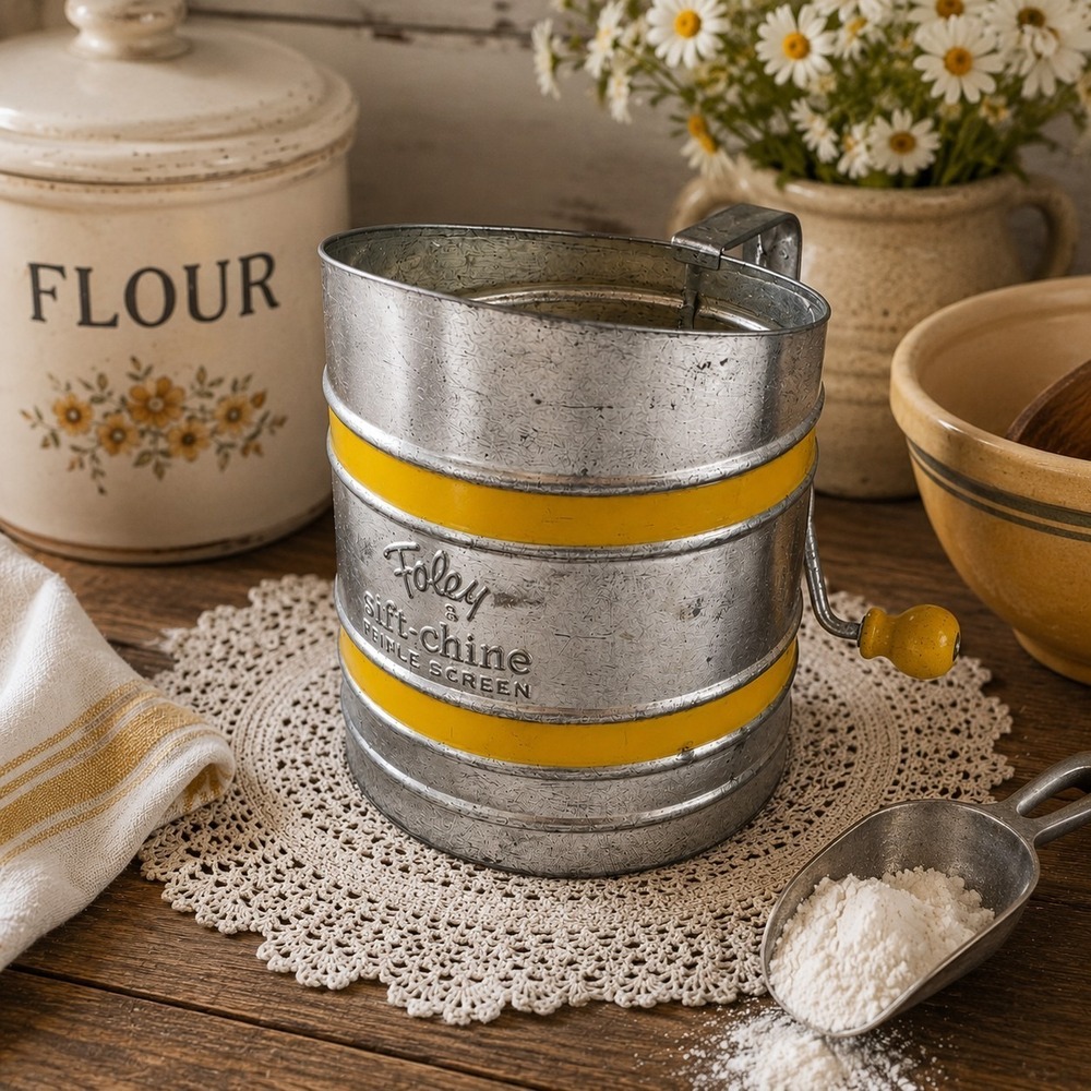 Vintage Foley Sift-Chine Triple Screen Sifter 2 YELLOW Bands Good Shape Works